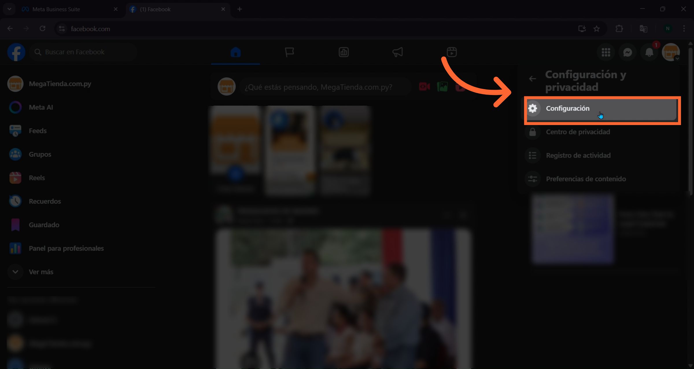Menú configuración